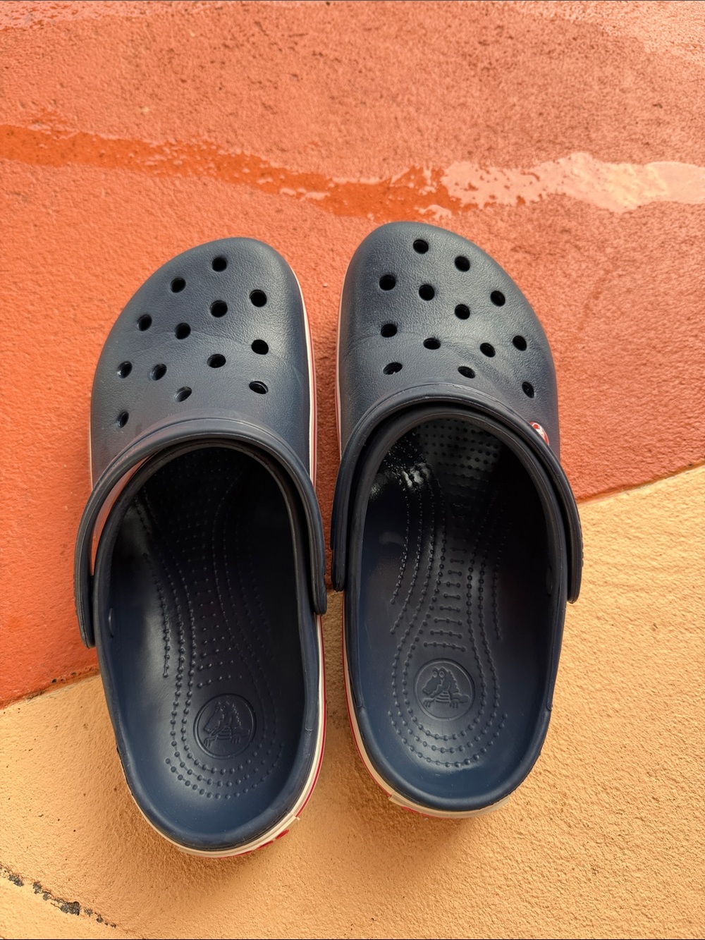 CROCS  Navy Slip-On Clogs with Red-Trim Detail